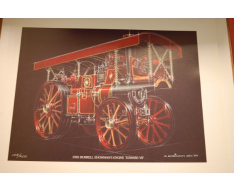 A collection of 20 assorted traction engine and steam locomotive prints by R Robinson dated 1998