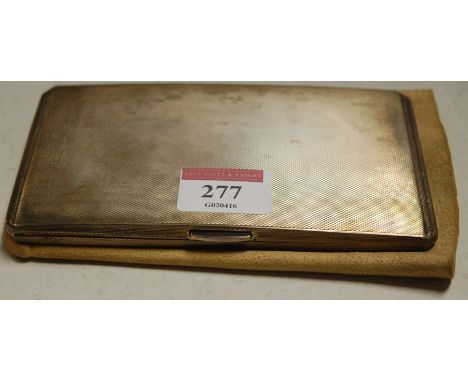 A mid-20th century silver cigarette case, having all-over engine turned decoration Condition Report / Extra Information Weigh