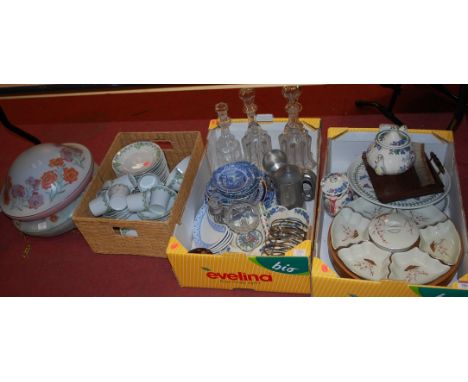 A large collection of miscellaneous china and glassware to include; Masons Strathmore pattern tableware, Portmeirion, Copelan