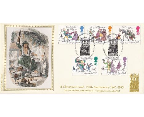 Great Britain FDC's 1993 (9 Nov) Christmas Set, Dickens's House Museum Cover and h/s (BFDC 8)