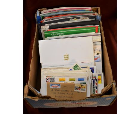 Channel Islands Assorted First Day Covers in a carton, also some mint packs (270)