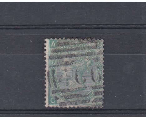 Great Britain 1865-67 1/- green, Plate 4, light duplex '466' used, SG 101. SG Cat £275