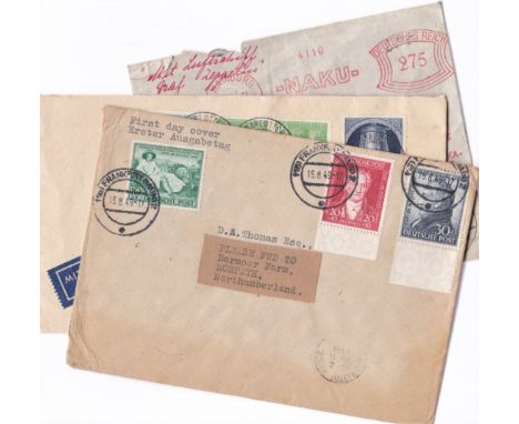 Germany 1949 Allied Military Zone, Birth Bicentenary of Goethe envelope captioned F.D.C. posted to England cancelled 15/8/194
