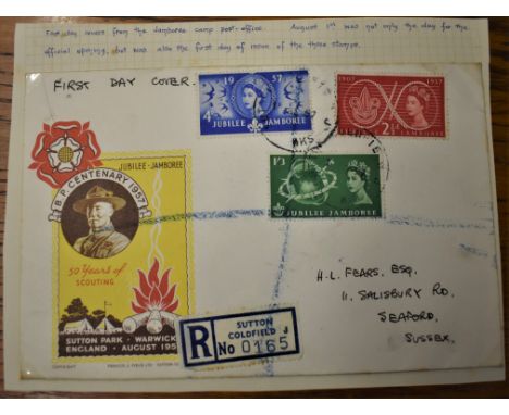 Great Britain (FDC's) 1957 Scout Jubilee Jamboree on official First Day Cover, Sutton Coldfield datestamp and Registered labe