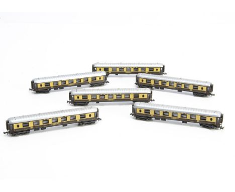 Lima N Gauge Pullman Coaches, an unboxed rake of six coaches, all Cecilia, in brown and cream livery, G, (6)