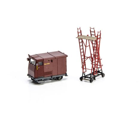H0m Gauge HRF Brass Catenary Service Vehicle, a boxed 1759 SBB Brunig Dmh 3964 Draisine Catenary Service vehicle in brown liv