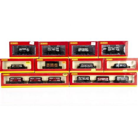 Hornby 00 Gauge Private Owner's open wagons, including R6116 and R6117, packs of three wagons, R6651 South Wales Anthracite e