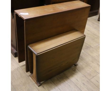 An Ercol elm drop leaf occasional table and a vintage teak drop leaf dining table (af) Dining table W.88cm