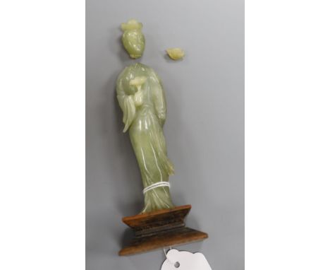 A Chinese 'jade' statue (a.f.) H.14cm