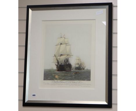 Harold after William Wyllie, colour print, 'The First Journey of Victory, 1778' published 1922, 49 x 40cm