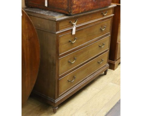 A 19th century French banded mahogany marble topped commode W.120cm