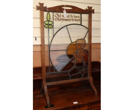 An Arts &amp; Crafts stained glass firescreen H.94cm