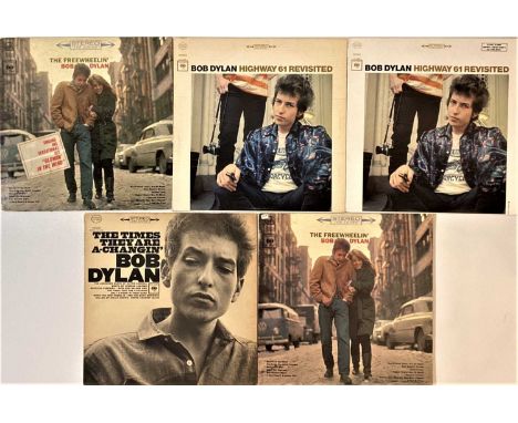 A smashing selection of 5 LPs by Bob Dylan. Mostly US stereo pressings on the "2 eye" Columbia label. Titles include Highway 