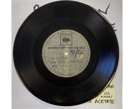 BOB DYLAN ONE OF US MUST KNOW - CBS 7" ACETATE RECORDING (1966). Super scarce original single sided UK CBS 7" acetate recordi