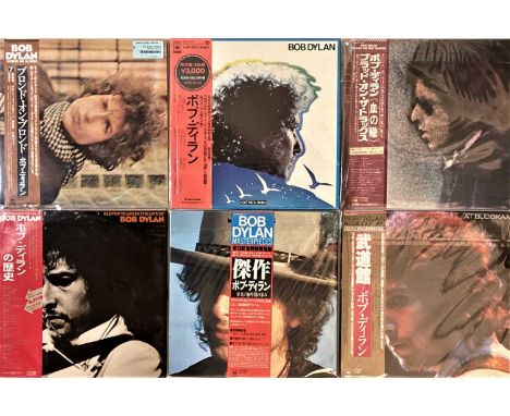 A super collection of 16 LPs, all Japanese pressings by Bob Dylan. Titles include Masterpieces (57AP875-7), Blonde On Blonde 