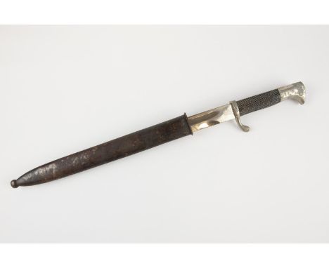 A Third Reich period German parade bayonet, plated blade 9¾" with post 1941 Eickhorn mark, plated grey metal hilt with bird's