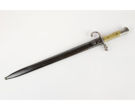 An Argentinian M1891 Mauser bayonet, by Weyersberg, Solingen, with ribbed brass grip, in its steel scabbard numbered to the b