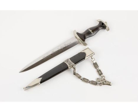 A good Third Reich 1936 Model chained SS dagger, the blade with no maker's or RZM marks, in its scabbard, the hilt and scabba