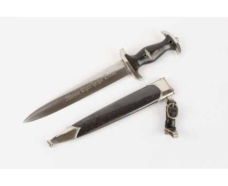 A good Third Reich SS dagger, the blade with RZM mark over "941/37/SS", the hilt with nickel silver mounts, in its nickel sil