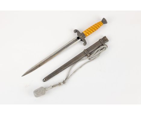 A Third Reich Army officer's dagger, by Alcoso, Solingen, with orange grip and dark tarnished mounts, in its scabbard with si