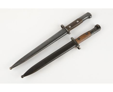 A Belgian 1949 FN bayonet for the SLR rifle, the pommel stamped "SA 30", in its steel scabbard; and an unidentified bayonet, 