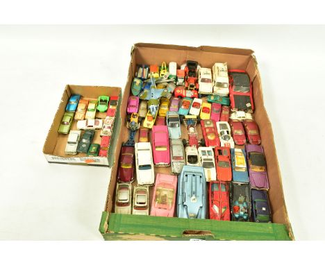 A QUANTITY OF UNBOXED AND ASSORTED PLAYWORN DIECAST VEHICLES, to include Corgi Toys Batmobile, No.267, earlier version with g