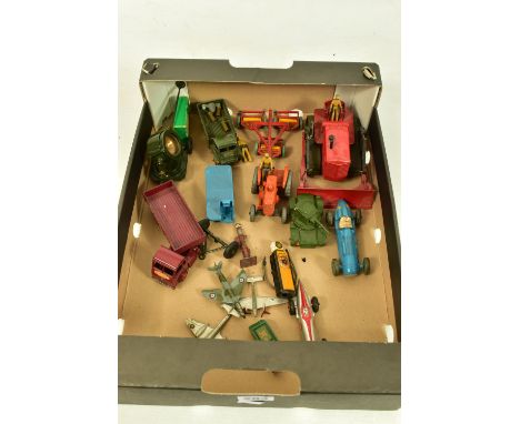 A QUANTITY OF UNBOXED AND ASSORTED PLAYWORN DIECAST VEHICLES, to include Dinky Toys Talbot-Lago Racing Car, No.23k, Field Mar