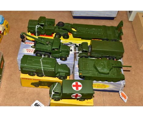 A COLECTION OF BOXED DINKY TOYS MILITARY VEHICLES, Supertoys Thornycroft Mighty Antar Tank Transporter, No.660  2nd issue wit