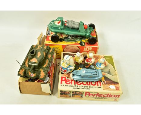 A BOXED CENTURY 21 TOYS JOE 90 CAR, 1960's plastic friction drive model, missing various items including tail and hubs, box w