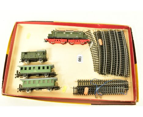 A PIKO HO GAUGE CLASS 244 ELECTRIC LOCOMOTIVE, No.244 068-3, D.R. green and red livery (BR244), minor damage to one pantograp