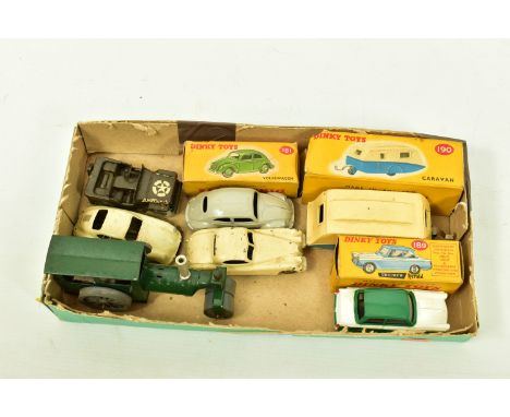 A QUANTITY OF BOXED AND UNBOXED DIECAST VEHICLES, boxed Dinky Toys Volkswagen Beetle, No.161, grey with blue bubs, boxed Dink