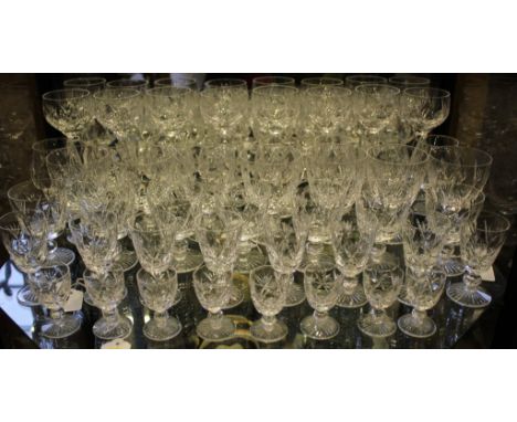 A selection of Stewart Crystal drink ware comprising eight white wine glasses, eight brandy glasses, seven red wine glasses, 