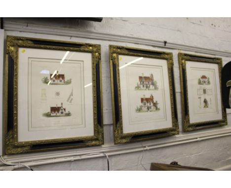 Blackie and Son, Glasgow, Edinburgh and London, a set of three architectural prints,  Cottage at Govan, Cottage Orne Mill Gre