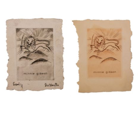 δ Stanley William Hayter (1901-1988)Ex Libris Minnie Gibson (Not recorded by Black and Moorhead)Two engravings, circa 1935, t