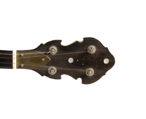 5 string banjo by Kettle, R G Kettle, Wigston, 1989, well made with maple neck and rim/pot, double adjustable perch pole, 11i