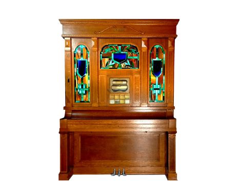 25¢ coin-operated Wurlitzer BX orchestrion with flute pipes and automatic 6 roll changer produced by the Rudolph Wurlitzer Co