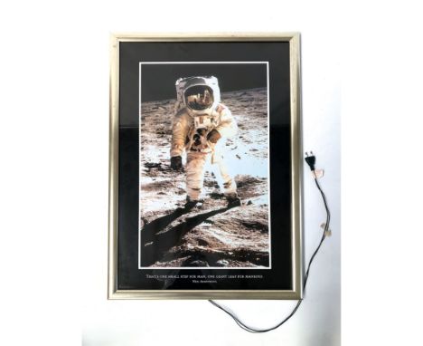 Neil Armstrong "That's one small step for man, one giant leap for mankind." poster in frame with lights. Height: 98 cm. Width