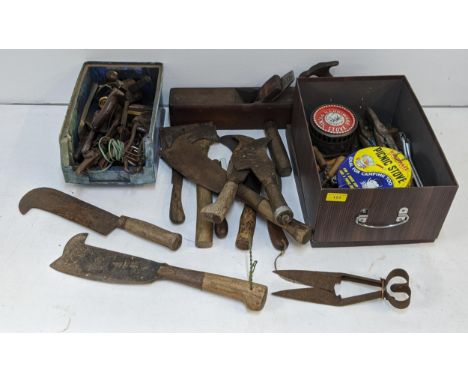 Vintage hand tools to  include a record plane, scribers, tin snips, adjustable spanners and other itemsLocation:If there is n