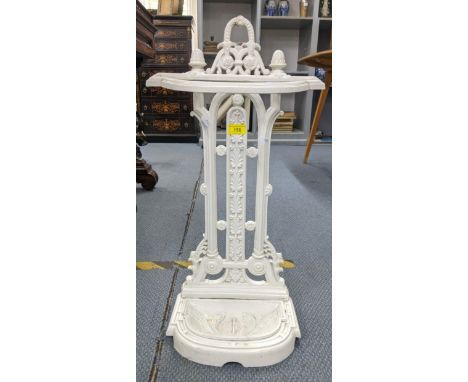 A Victorian style white painted cast iron stick/umbrella stand, 32cm w x 67cm h x 21cm dLocation:If there is no condition rep