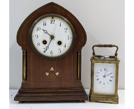 An Art Nouveau 8-day Japy Freres mantel clock, together with a J W Benson repeater carriage clock Location:If there is no con