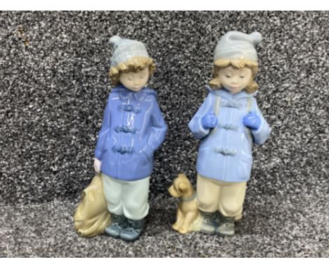 2x Nao by Lladro figures, winter themed