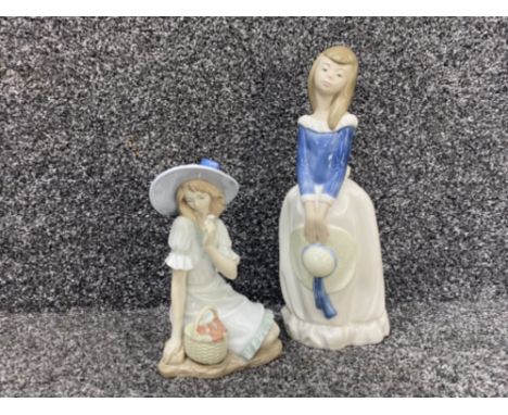 2x Nao by Lladro figures, incudes large standing girl with flowers