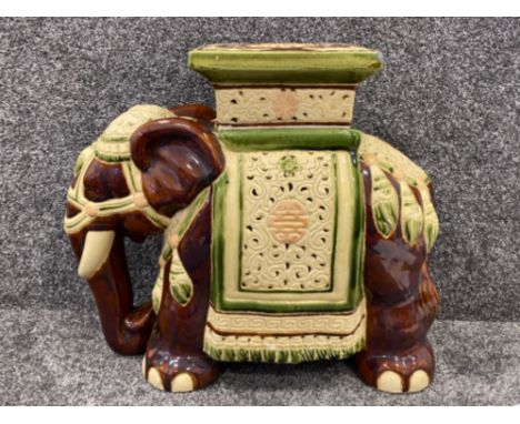 Large ceramic elephant plant stand, 53x20cm, height 45cm