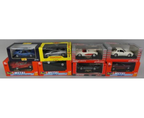 Eight various 1:24 scale die cast models, by Revell and others (8).