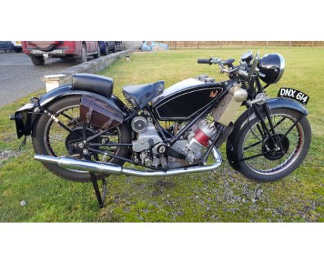 1939 Scott Flying Squirrel, 596 cc. Registration number DNX 614. Frame number 4658. Engine number DPY 4735. Bradford-born Alf