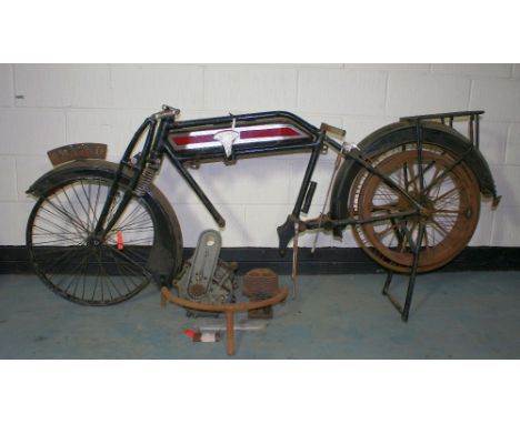 c. 1914 Rover 3 1/2 hp Project, 499 cc. Frame number S40230. Engine number erased. The Rover safety bicycle had created a bre