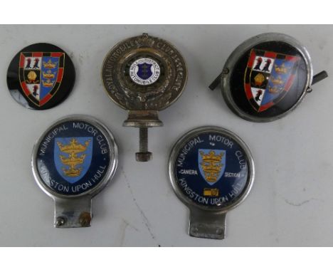 Royal Automobile Club Association bumper badge, with Hull &amp; District Automobile Club enamel centre, the reverse dated 31s