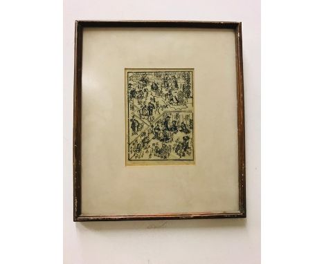 A framed Japanese print on paper