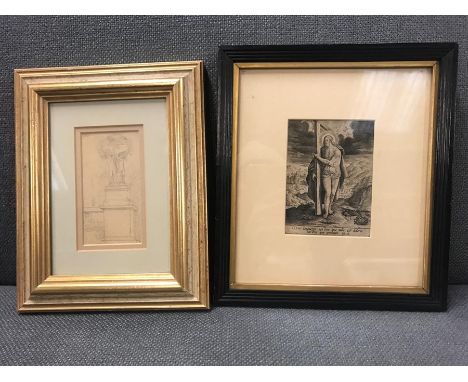 Two Small Framed prints pencil and pen ink 