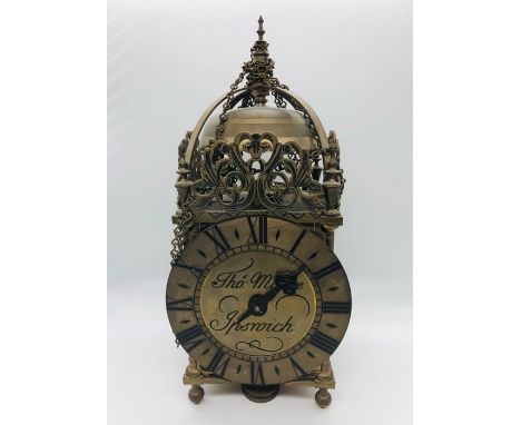 A Thomas Moore of Ipswich Lantern clock in brass.